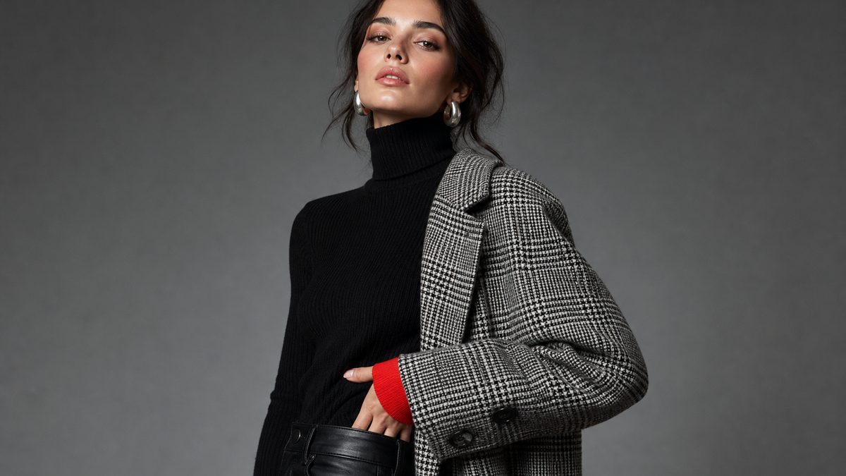 UK fashion editor walking through Manchester Northern Quarter in suede trousers, oversized coat and second-hand leather bag during autumn