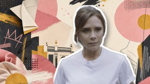 Victoria Beckham at her FW25 Paris Fashion Week show at Château de Bagatelle, wearing a tailored look with signature sculpted shoulders.