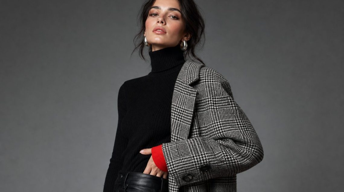UK fashion editor walking through Manchester Northern Quarter in suede trousers, oversized coat and second-hand leather bag during autumn