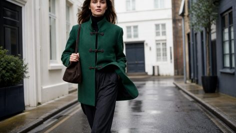 Frog-fastening jackets are autumn’s first major buy (and the anti-trench of AW26) Model wearing a black wool-blend frog-fastening jacket with mandarin collar, styled tonally for AW26