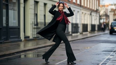 Zara’s £22 stretch flares are quietly ending denim’s grip on autumn dressing High-rise black stretch flare trousers styled with a fitted tucked top and heeled ankle boots